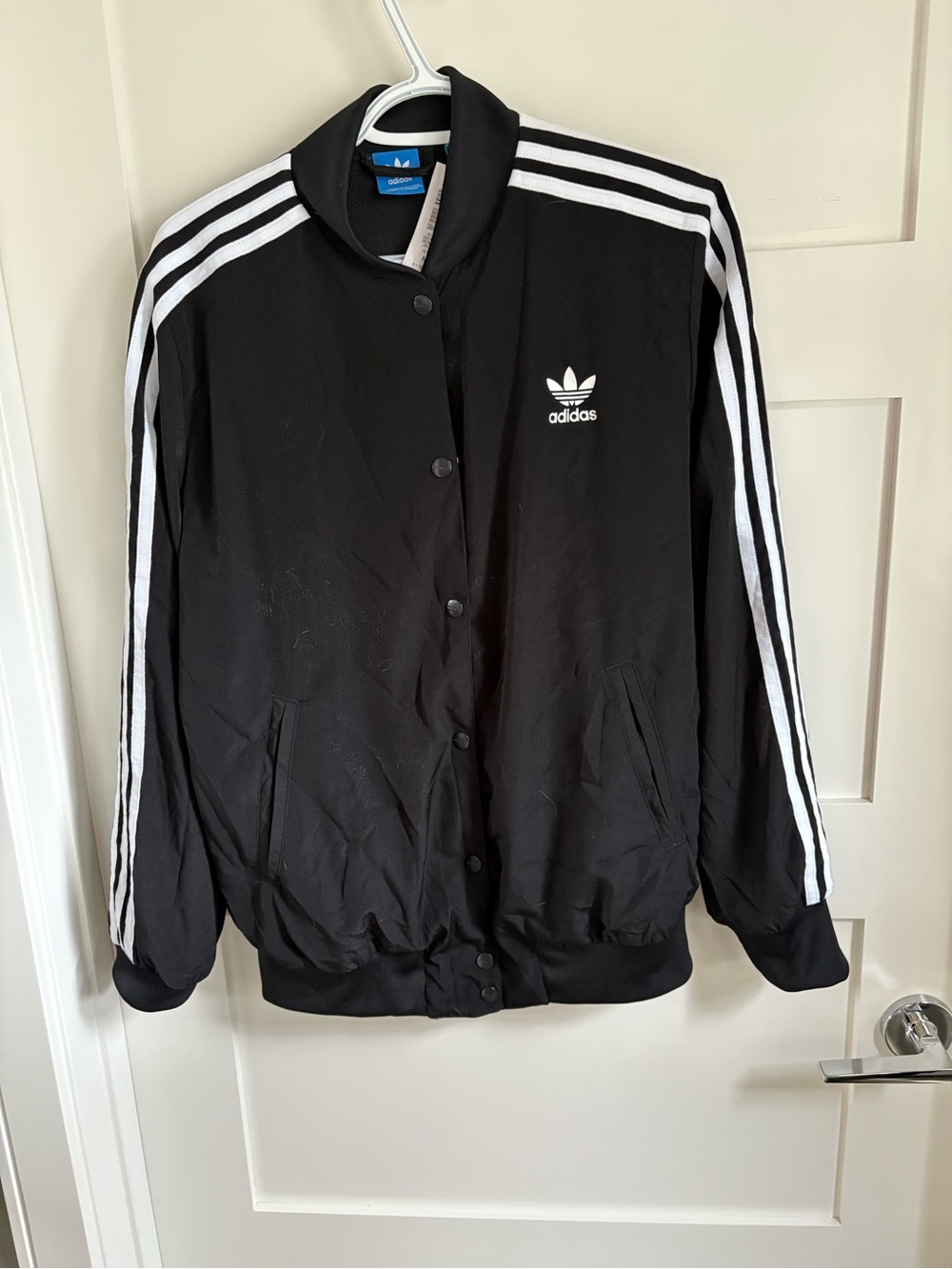 adidas Black & White Three-Stripe Track Jacket